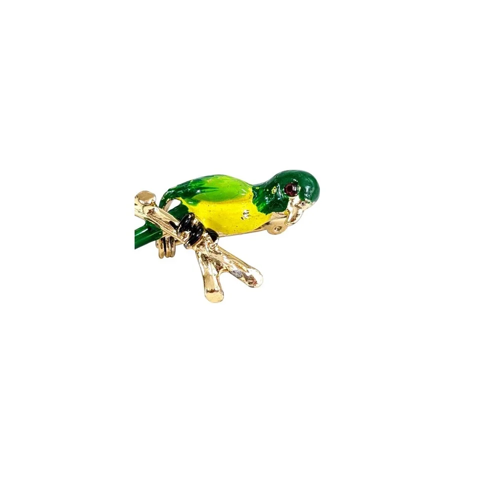 Vintage Enameled Parrot‎ Bird Brooch Pin Costume Jewelry Fashion Jungle Taiwan